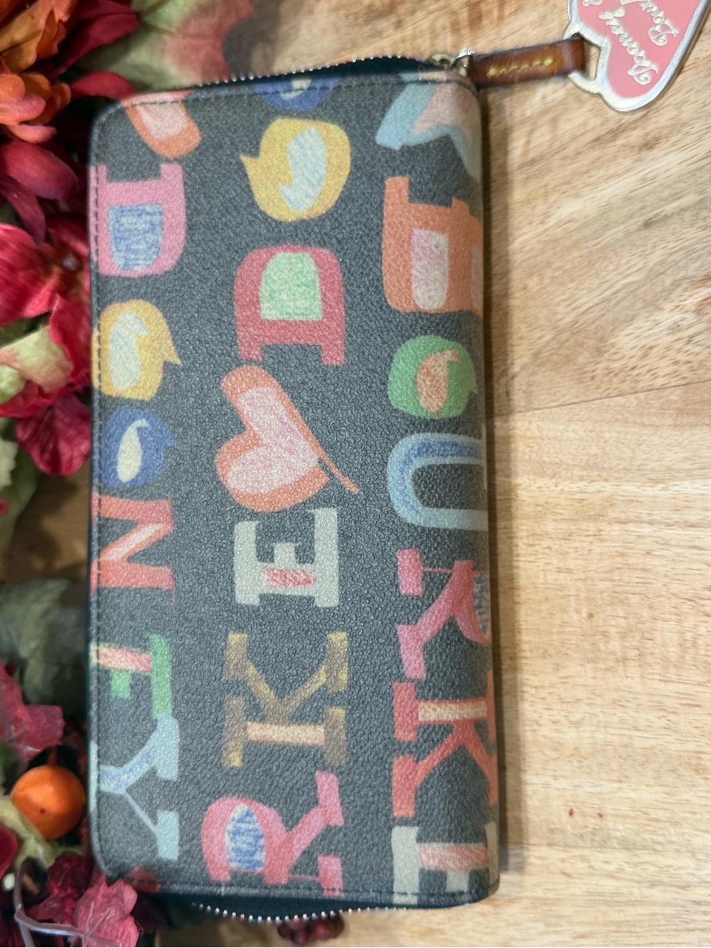 Dooney & Bourke Black Multicolor Logo Zip Wallet